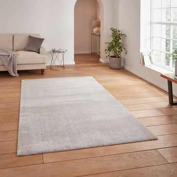 Washable Cove Modern Tonal Plain Soft-Touch Textured Sleek Low Profile Polypropylene Shaggy Pile Silver Rug-Think Rugs-Rug Love - The Most Loved Rug Store